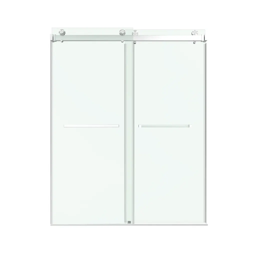 Double Sliding Frameless Shower Door with Two Towel Bars - DS01