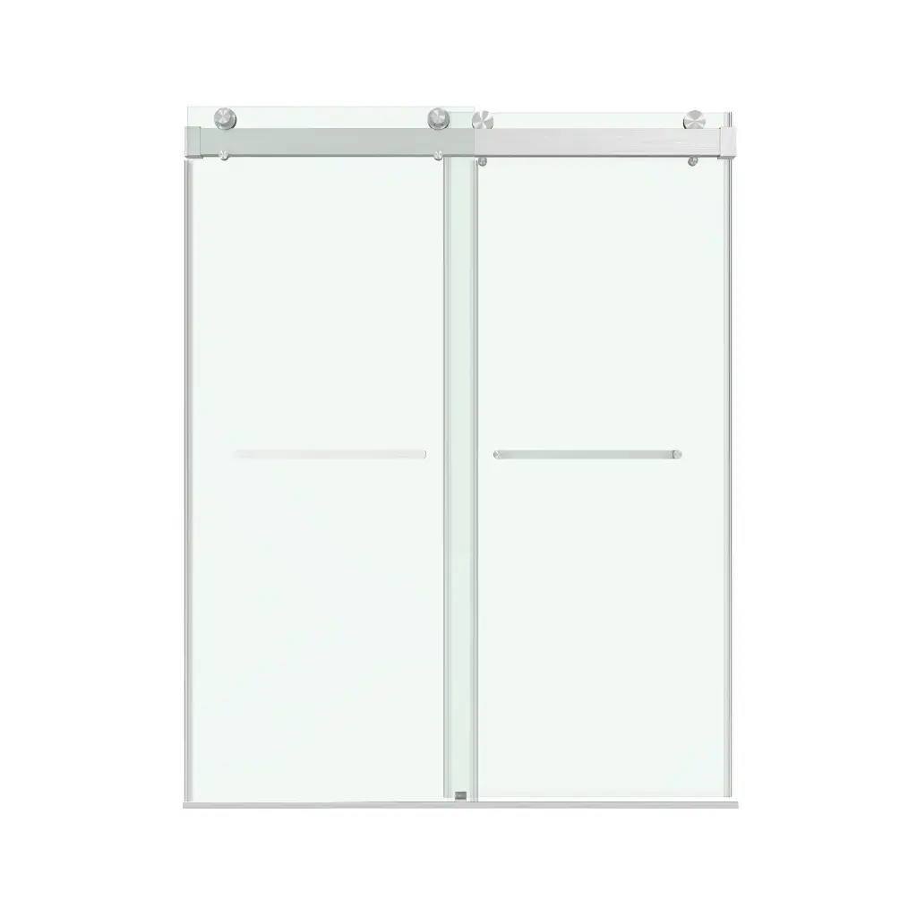 Soft-Closing Double Sliding Frameless Shower Door with Two Towel Bars - DS13