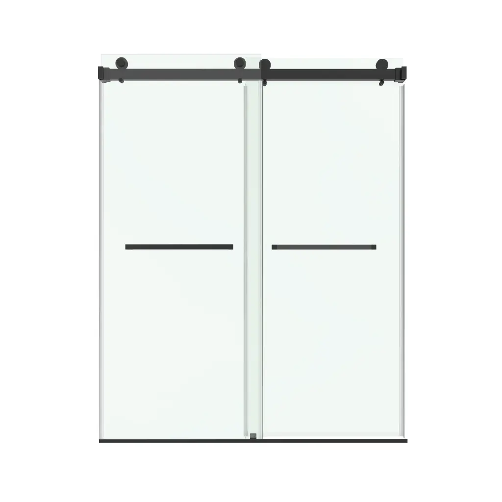 DS01 Glass Panel -Double Sliding Frameless Shower Door with Two Towel Bars