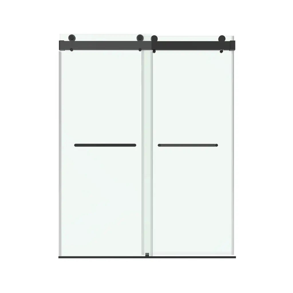 DS13 Glass Panel - Soft-Closing Double Sliding Frameless Shower Door with Two Towel Bars 