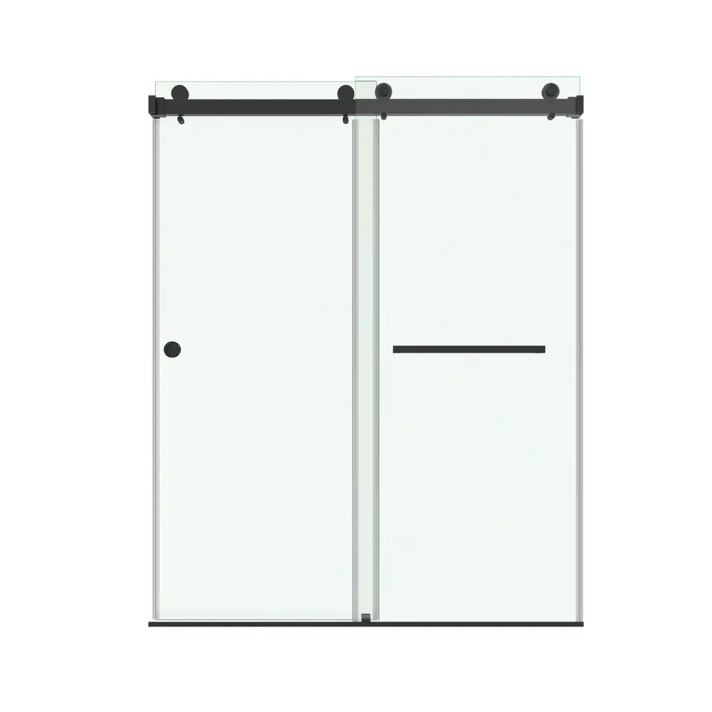 DS01H Glass Panel - Double Sliding Frameless Shower Door with One Finger Pull 