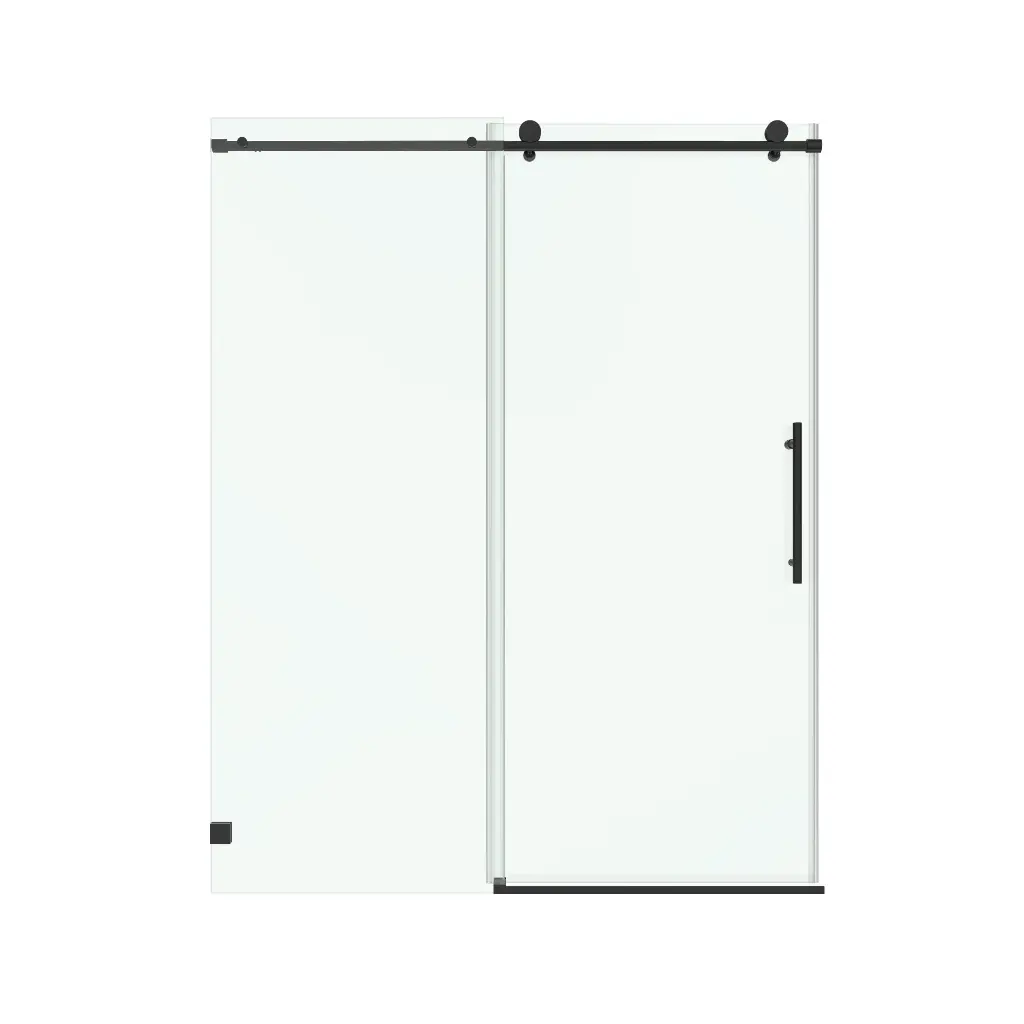 SS14 Glass Panel -Soft-Closing Single Sliding Frameless Shower Door Round Guide Rail