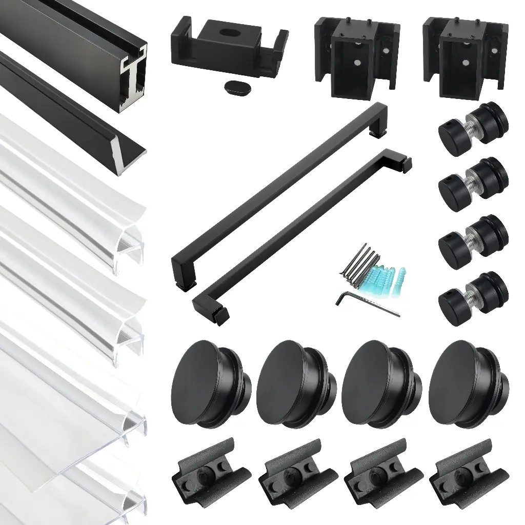 DS01 Hardware Kit - Double Sliding Frameless Shower Door with Two Towel Bars