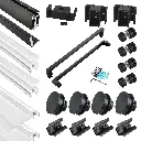 DS01 Hardware Kit - Double Sliding Frameless Shower Door with Two Towel Bars