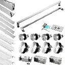 DS13 Hardware Kit - Soft Closing Double Sliding Frameless Shower Door with Two Towel Bars