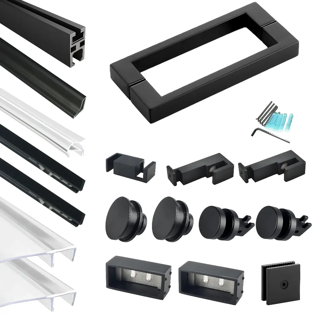 SS08 Hardware Kit - Soft-Closing Single Sliding Frameless Shower Door