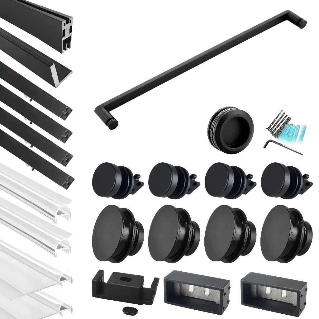 DS13H Hardware Kit - Soft Closing Double Sliding Frameless Shower Door with One Finger Pull