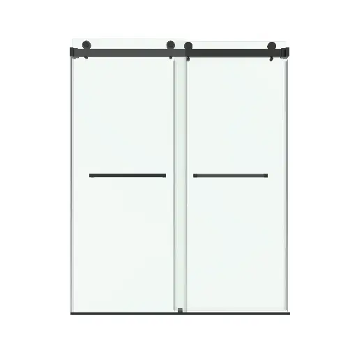 DS01 Glass Panel -Double Sliding Frameless Shower Door with Two Towel Bars