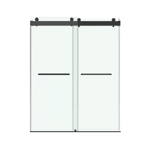 DS13 Glass Panel - Soft-Closing Double Sliding Frameless Shower Door with Two Towel Bars 