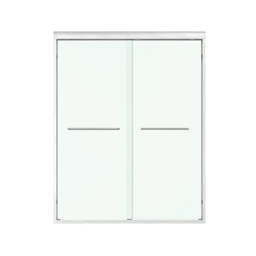 DS07 Glass panel - Double Sliding Framed Shower Door with Two Towel Bars 