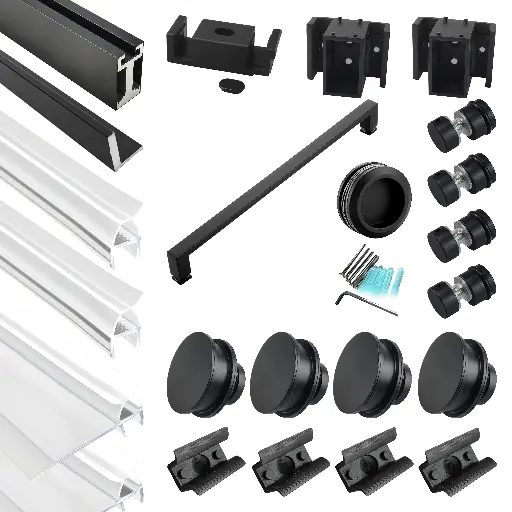 DS01H Hardware Kit - Double Sliding Frameless Shower Door with One Finger Pull