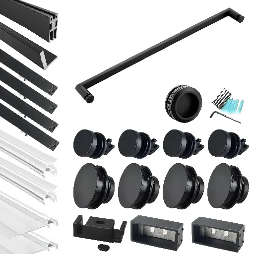 DS13H Hardware Kit - Soft Closing Double Sliding Frameless Shower Door with One Finger Pull